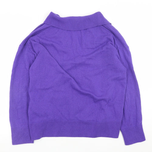 Massimo Dutti Womens Purple Collared Pullover Jumper XS