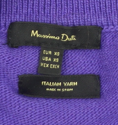 Massimo Dutti Womens Purple Collared Pullover Jumper XS