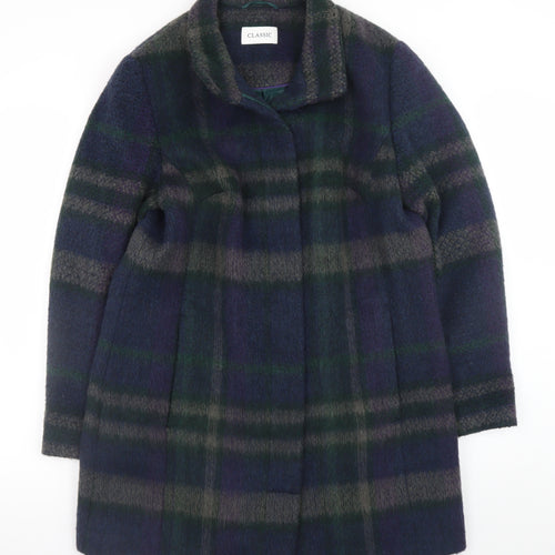 Marks and Spencer Women’s Multicoloured Wool Blend Plaid Overcoat UK 12