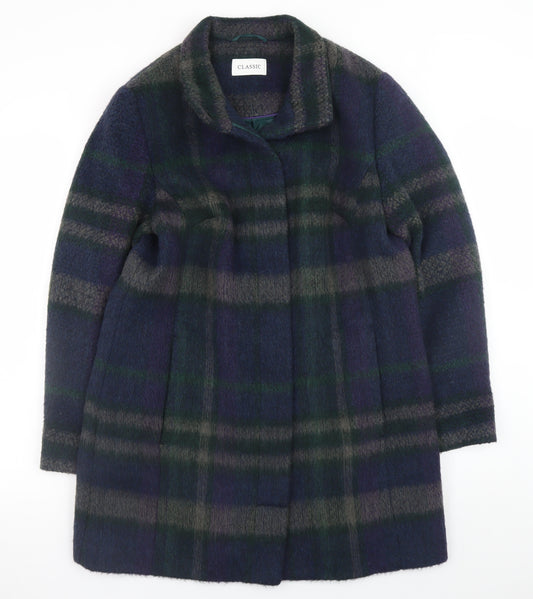 Marks and Spencer Women’s Multicoloured Wool Blend Plaid Overcoat UK 12