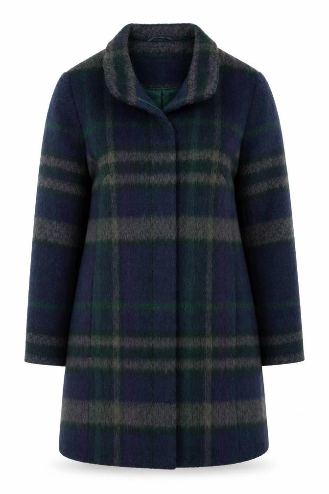 Marks and Spencer Women’s Multicoloured Wool Blend Plaid Overcoat UK 12
