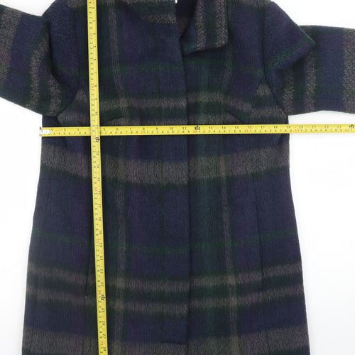 Marks and Spencer Women’s Multicoloured Wool Blend Plaid Overcoat UK 12