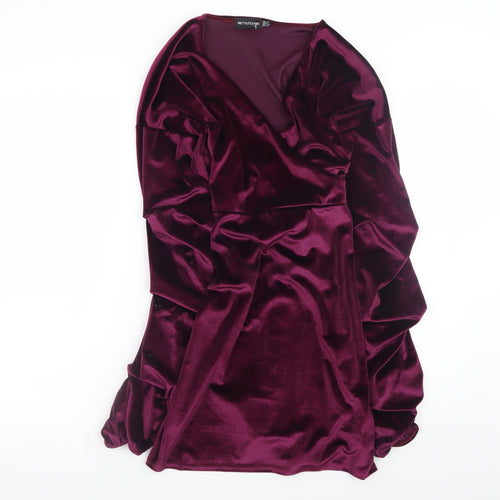 PrettyLittleThing Women's Purple Velvet Bodycon Dress Size 14