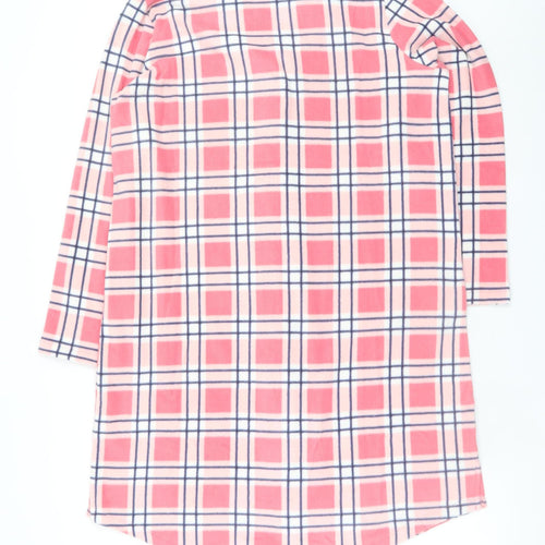 Damart Women Pink Check Fleece Long Sleeve Nightshirt M Winter