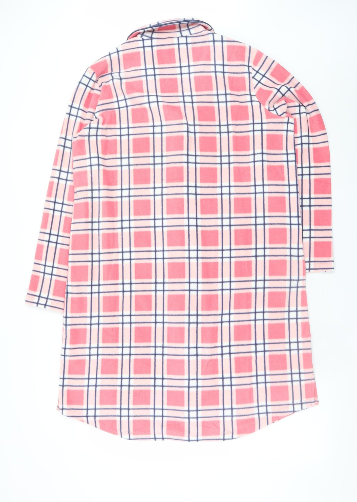 Damart Women Pink Check Fleece Long Sleeve Nightshirt M Winter