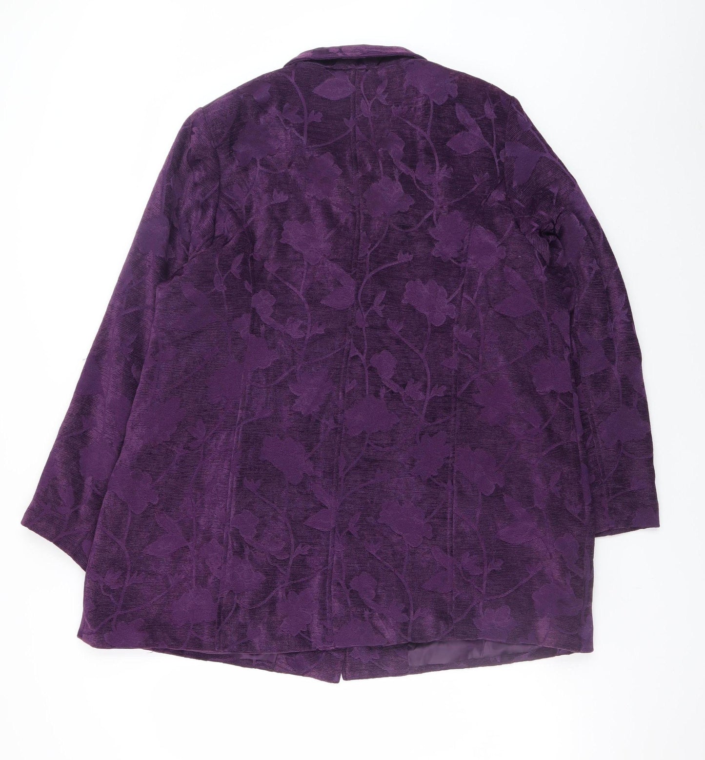 TIGI Womens Purple Floral Mid-Length Button Jacket Size 18