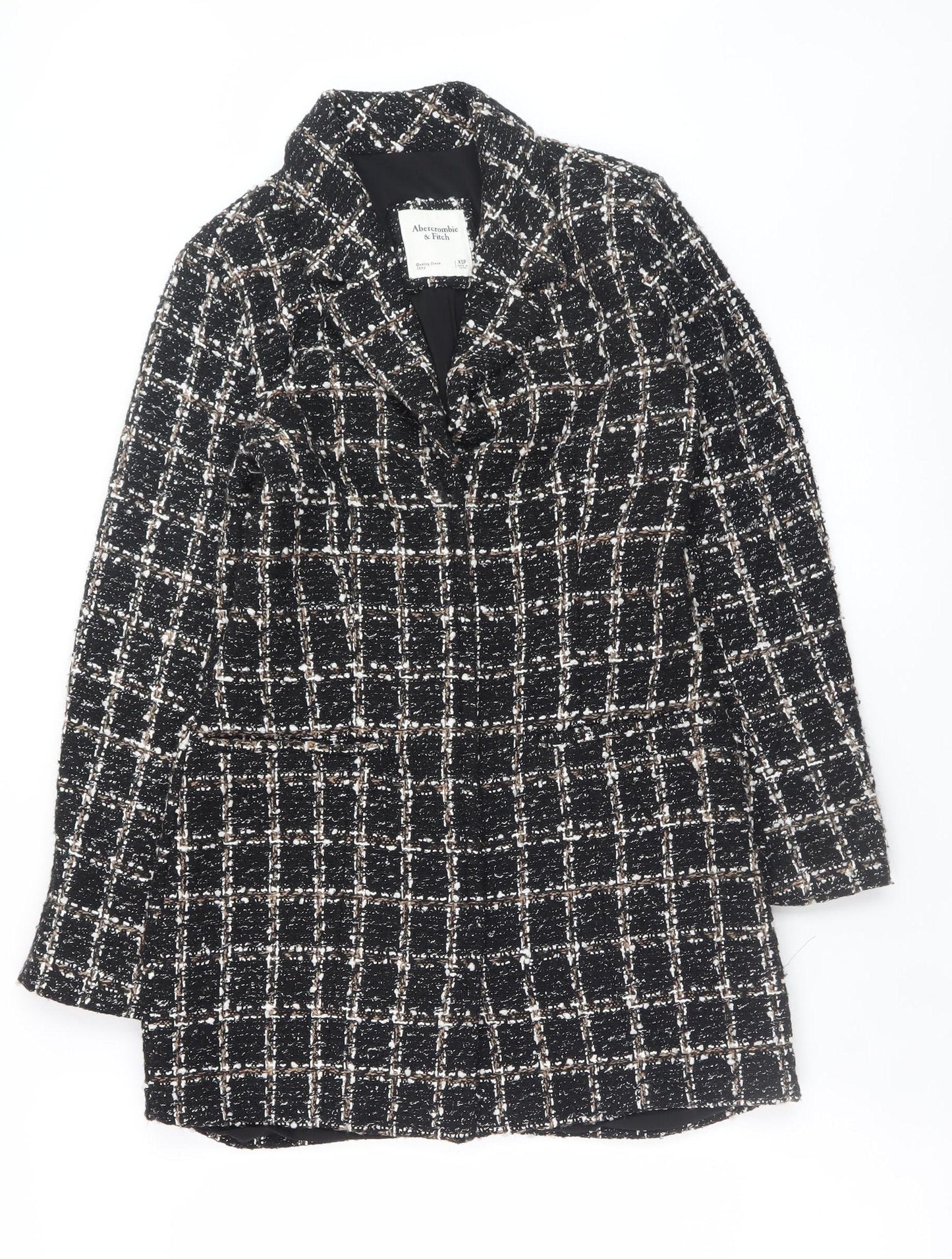 Abercrombie & Fitch Womens Black Tweed Check Blazer XS Petite