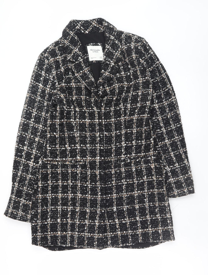 Abercrombie & Fitch Womens Black Tweed Check Blazer XS Petite