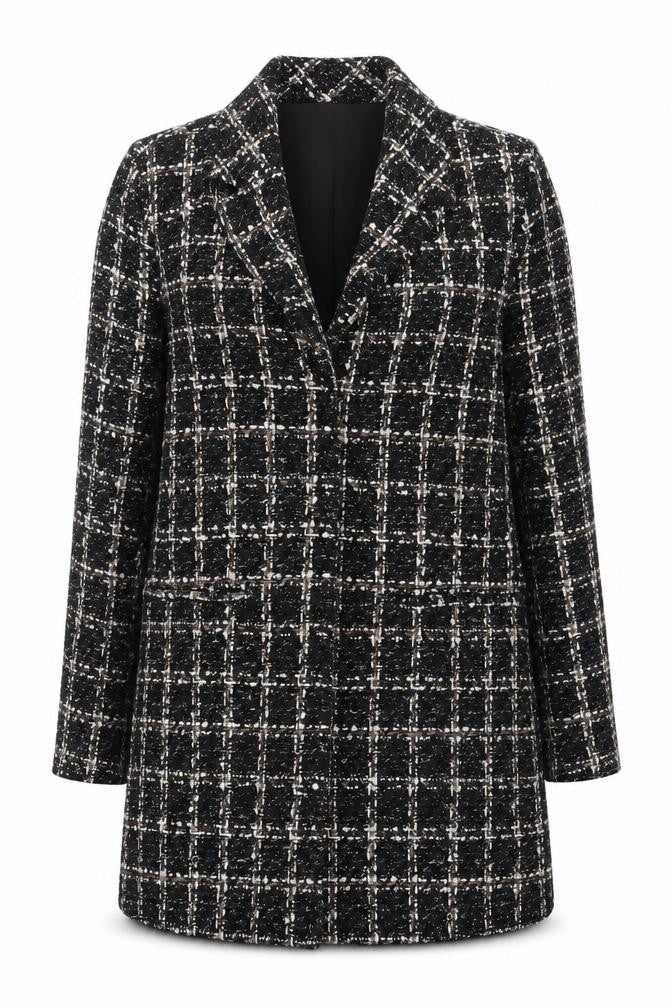 Abercrombie & Fitch Womens Black Tweed Check Blazer XS Petite