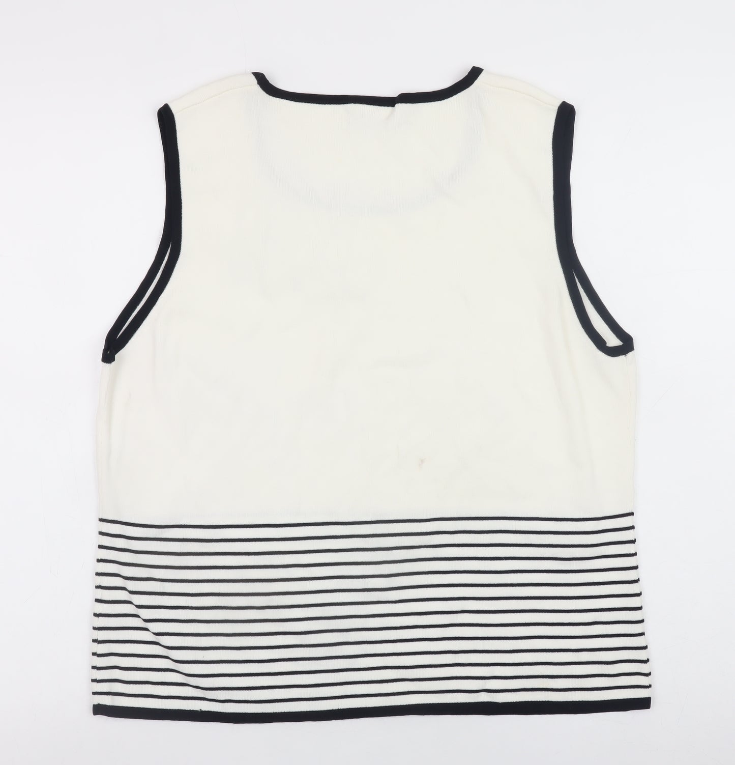 Roman Originals Women’s White Striped Sleeveless Knit Vest Top Size 20