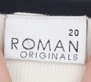 Roman Originals Women’s White Striped Sleeveless Knit Vest Top Size 20