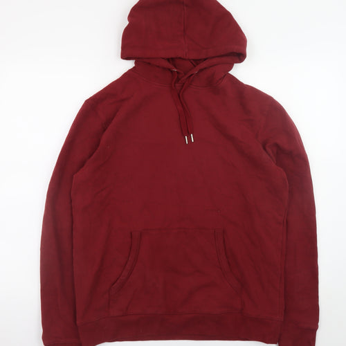 Meraki Men's Red Pullover Hoodie Size L Fleece Cotton Blend