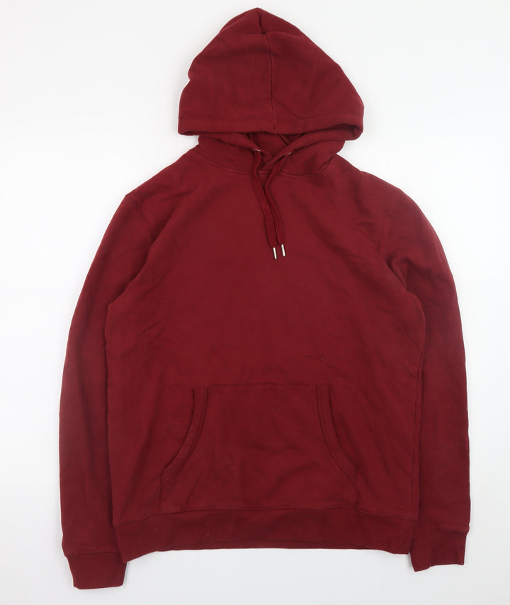 Meraki Men's Red Pullover Hoodie Size L Fleece Cotton Blend
