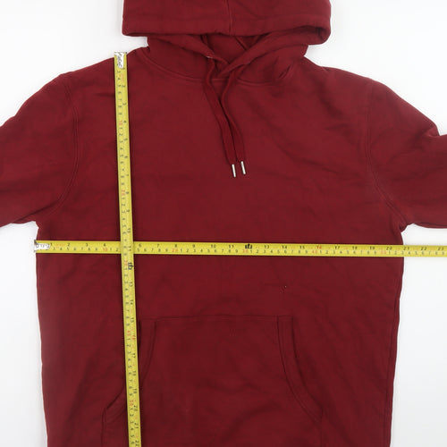 Meraki Men's Red Pullover Hoodie Size L Fleece Cotton Blend