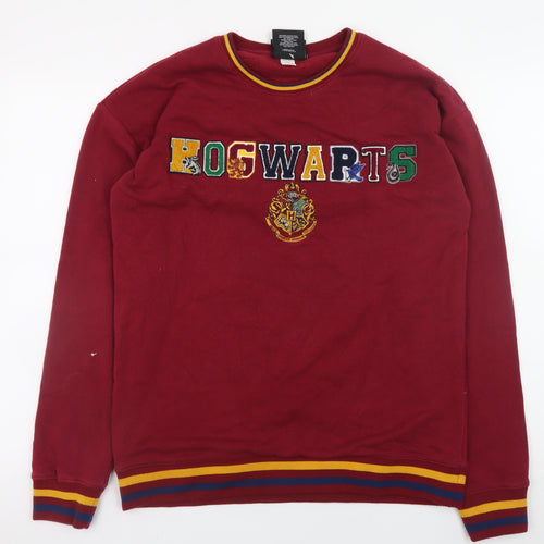 Harry Potter Men's Red Hogwarts Embroidered Sweatshirt Size S