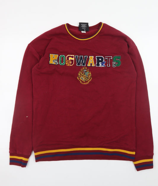 Harry Potter Men's Red Hogwarts Embroidered Sweatshirt Size S
