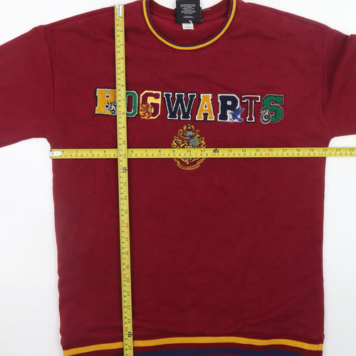 Harry Potter Men's Red Hogwarts Embroidered Sweatshirt Size S
