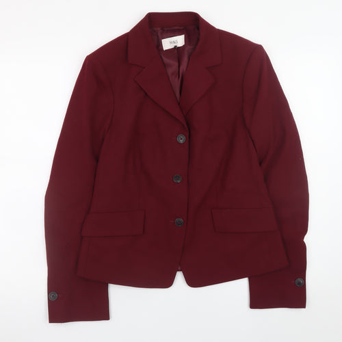 Marks and Spencer Womens Red Blazer Jacket Size 10 Classic Formal Workwear