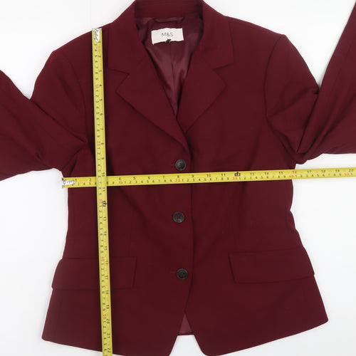 Marks and Spencer Womens Red Blazer Jacket Size 10 Classic Formal Workwear