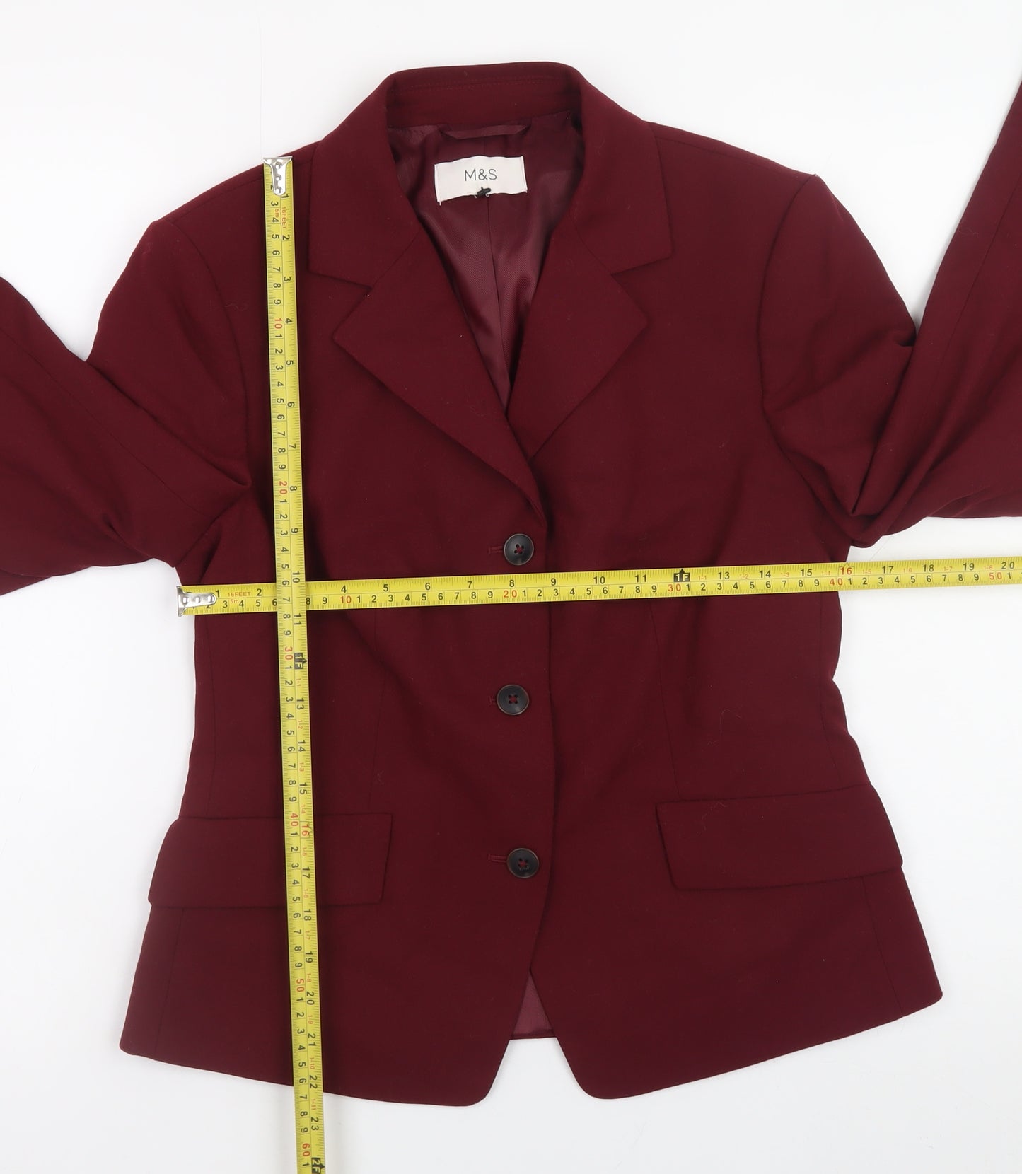 Marks and Spencer Womens Red Blazer Jacket Size 10 Classic Formal Workwear