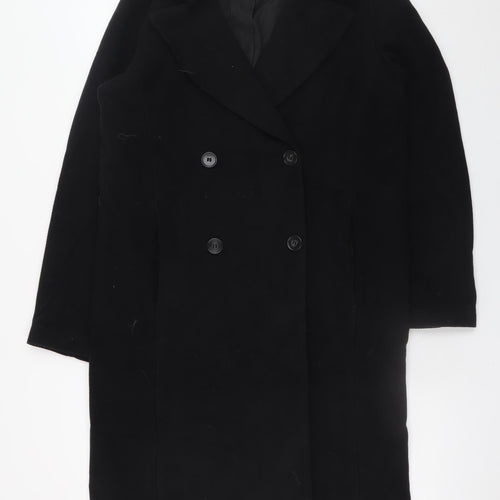 H&M Women's Black XS Long Button Overcoat Classic Style