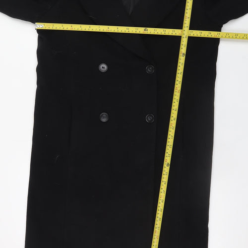 H&M Women's Black XS Long Button Overcoat Classic Style