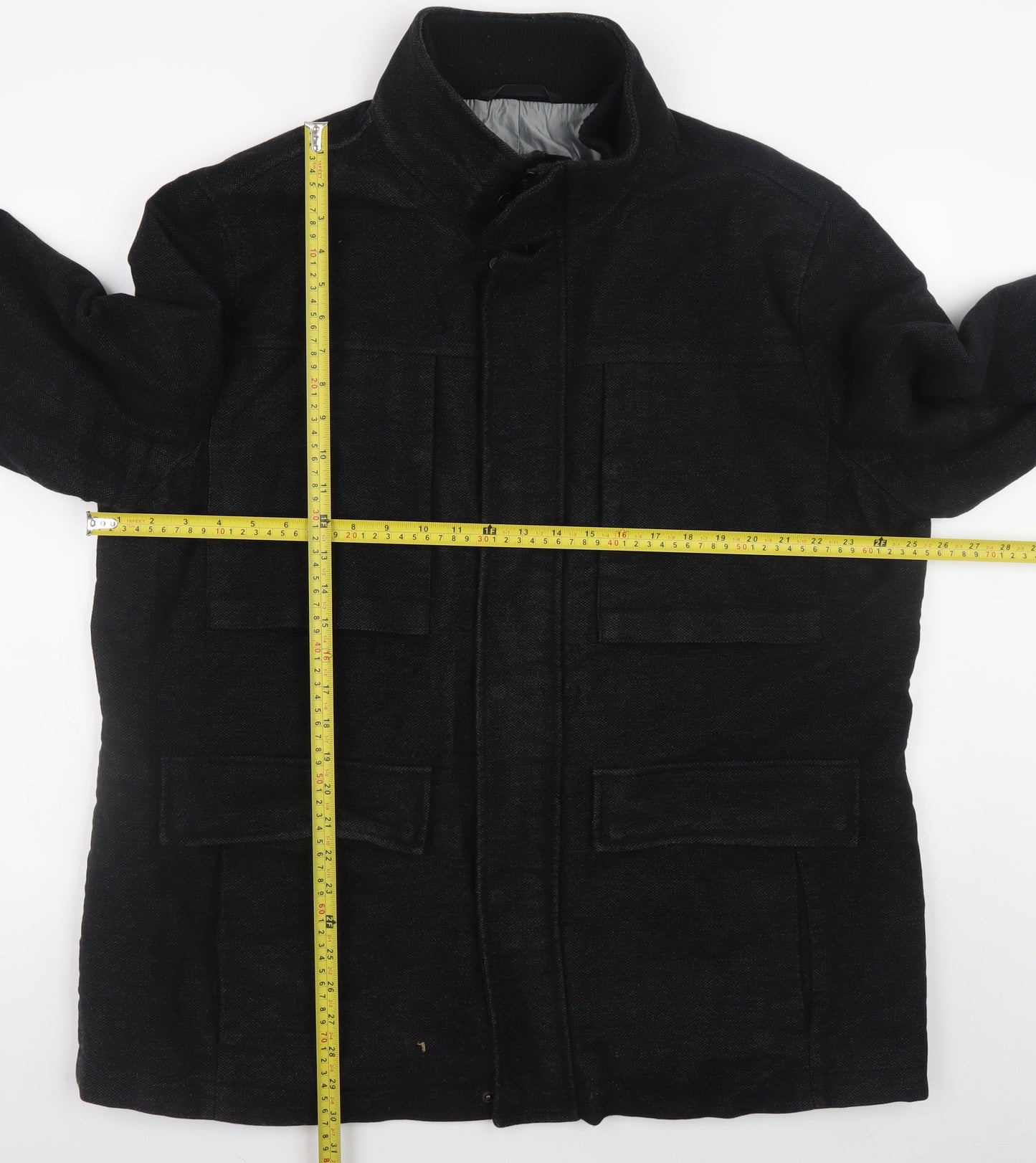 Marks and Spencer Men’s Black Wool Blend 2XL Overcoat Jacket