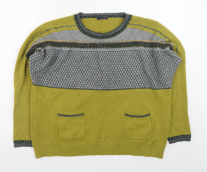 Promod Women’s Green Grey Wool Blend Pullover Jumper Size L