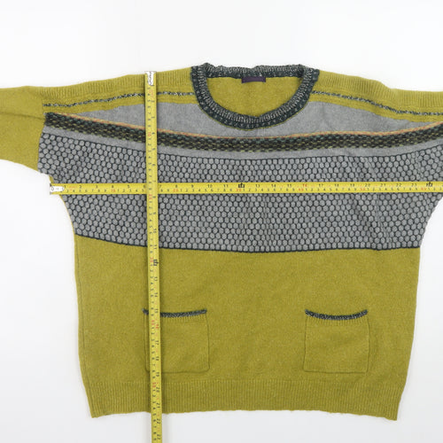 Promod Women’s Green Grey Wool Blend Pullover Jumper Size L