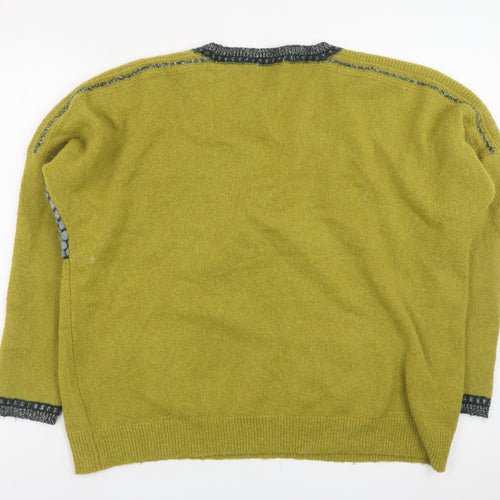 Promod Women’s Green Grey Wool Blend Pullover Jumper Size L