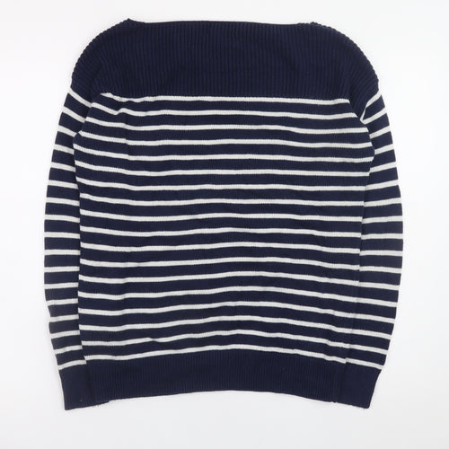 Gap Women’s Blue Striped Cotton Boat Neck Jumper Size S