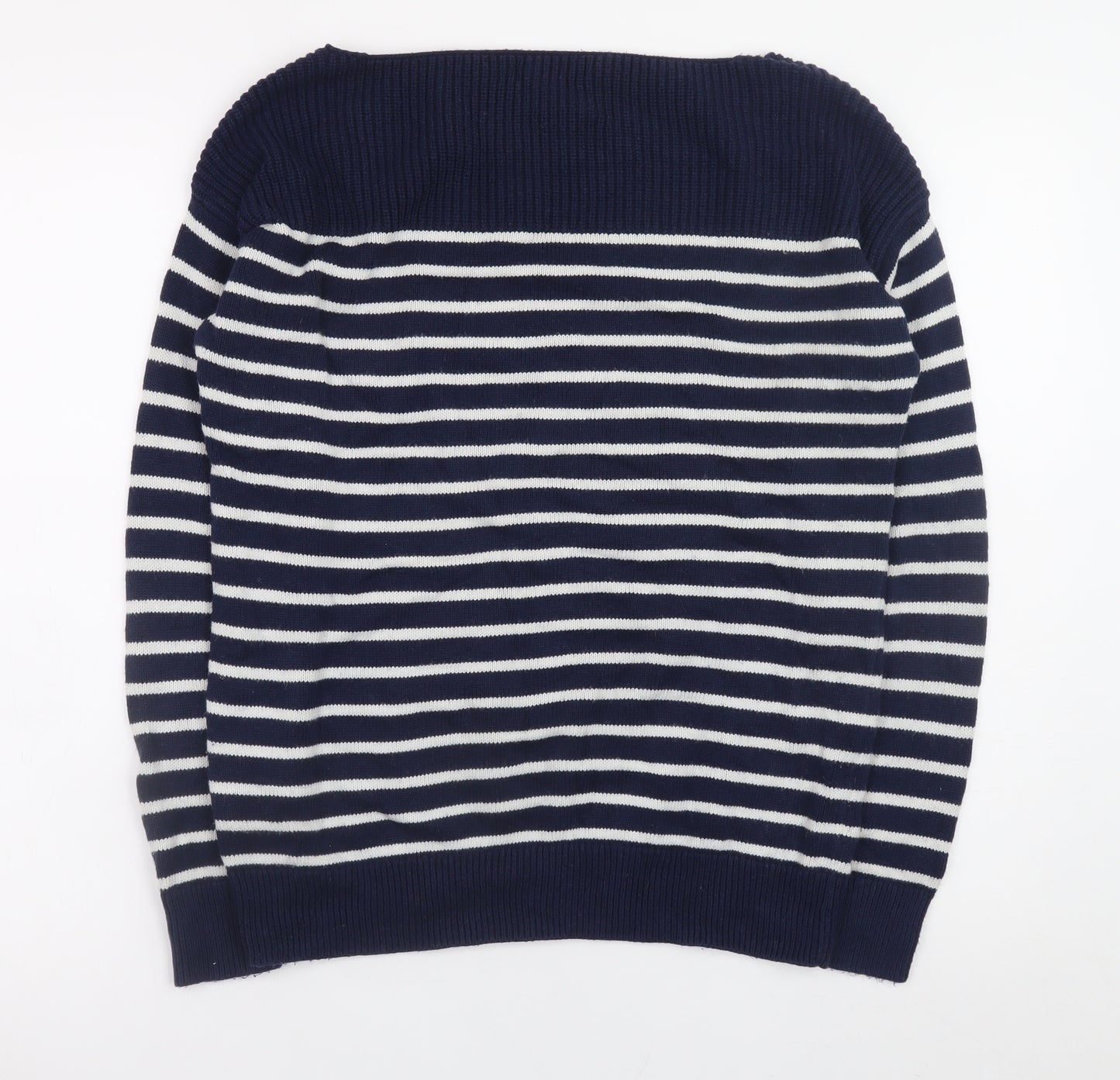 Gap Women’s Blue Striped Cotton Boat Neck Jumper Size S