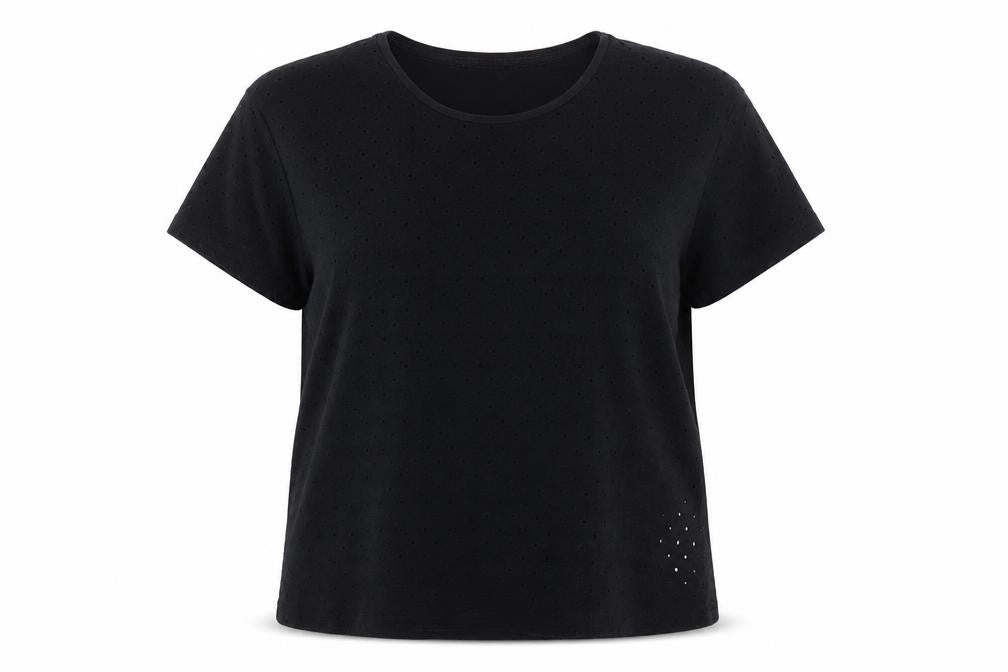 Front view of New Look Women Black Short Sleeve Basic Crew Neck T-Shirt, size 14