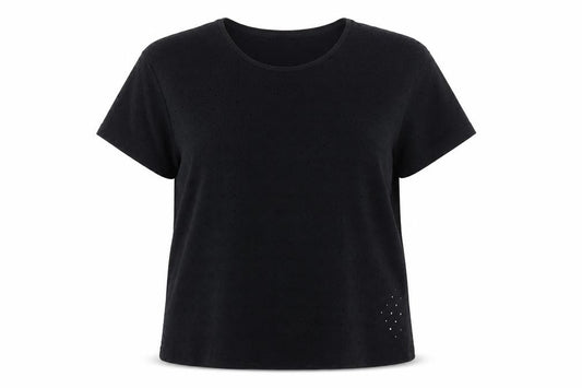 Front view of New Look Women Black Short Sleeve Basic Crew Neck T-Shirt, size 14