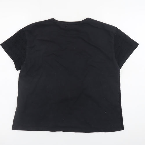 New Look Women Black Short Sleeve Basic Crew Neck T-Shirt Size 14
