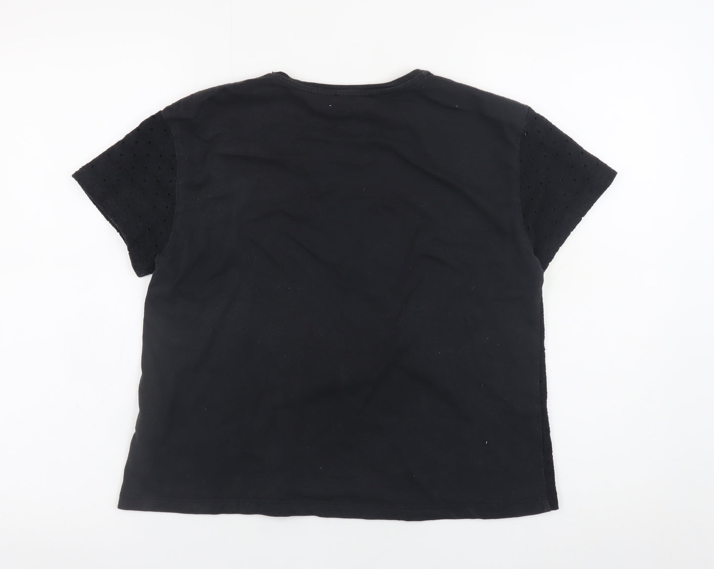 New Look Women Black Short Sleeve Basic Crew Neck T-Shirt Size 14