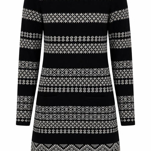 Monsoon Women’s Black Fair Isle Knit Shift Dress Size S