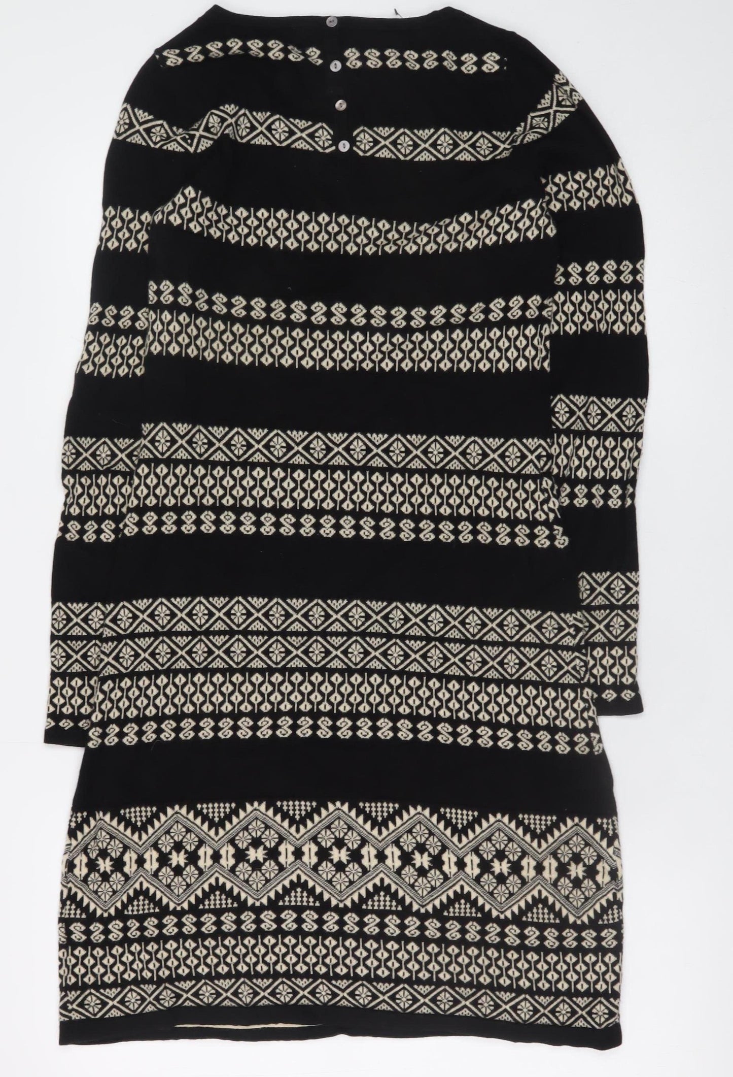 Monsoon Women’s Black Fair Isle Knit Shift Dress Size S