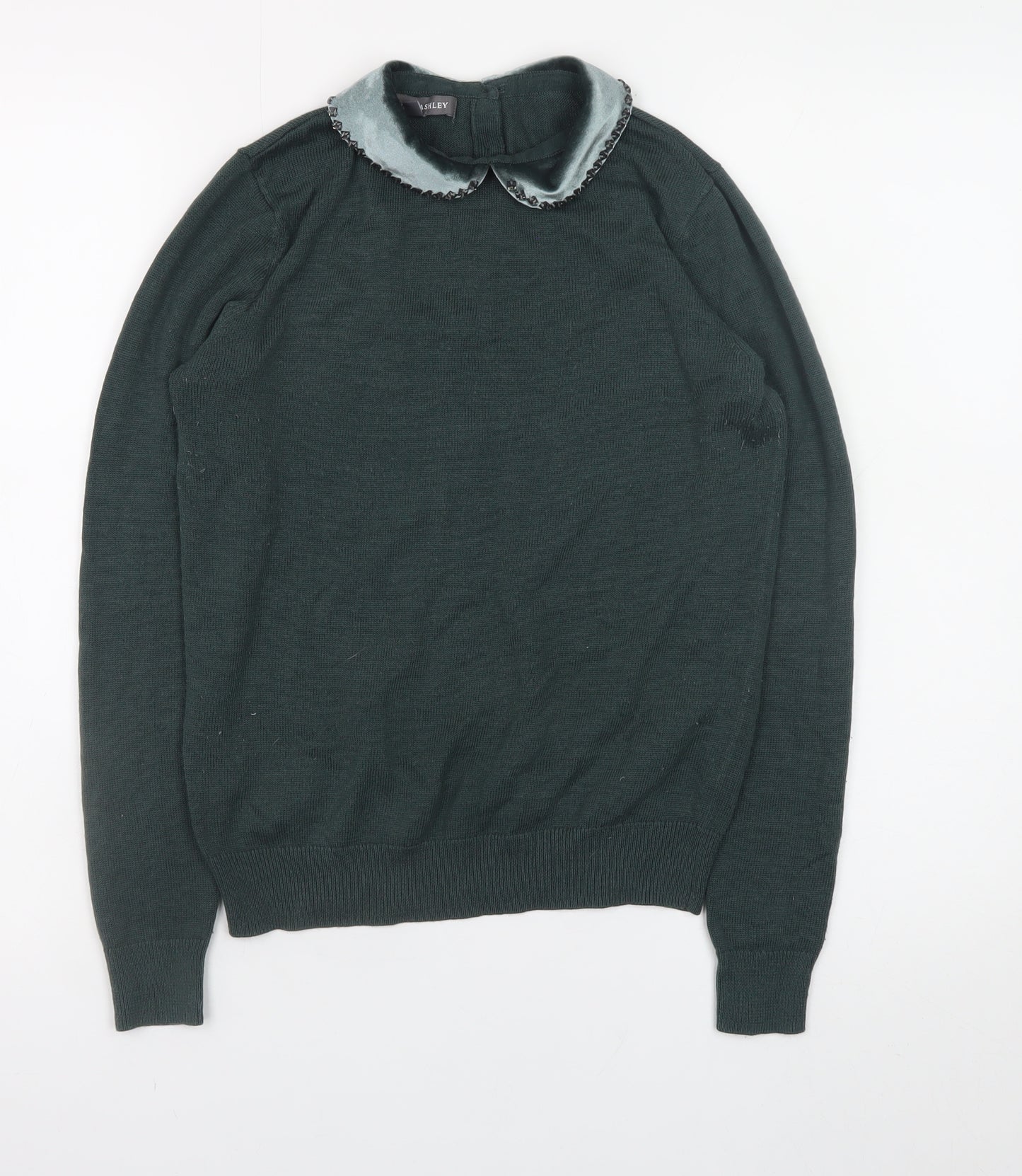 Laura Ashley Women's Green UK 8 Jumper with Velvet Collar