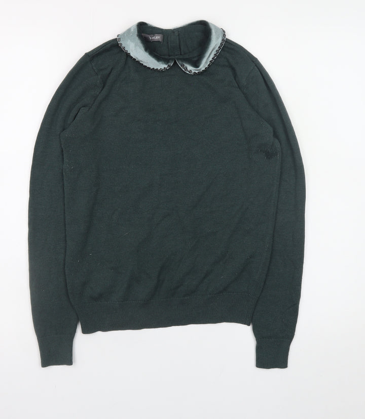 Laura Ashley Women's Green UK 8 Jumper with Velvet Collar
