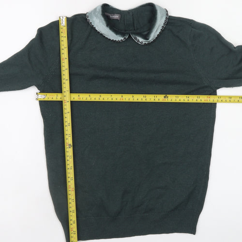 Laura Ashley Women's Green UK 8 Jumper with Velvet Collar