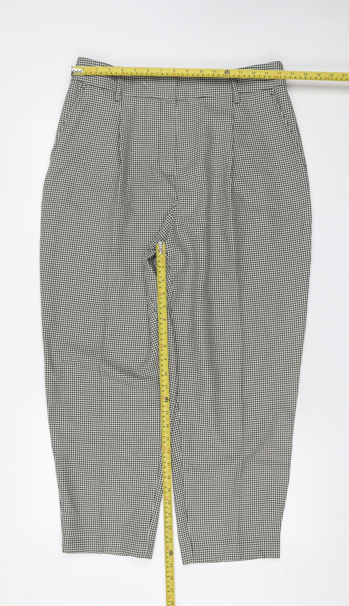 George Women's Black & White Check Trousers Size 16 Classic Fit