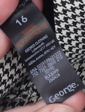 George Women's Black & White Check Trousers Size 16 Classic Fit