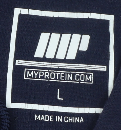 MyProtein Men’s Blue Pullover Hoodie L Regular Fit Gym Fleece