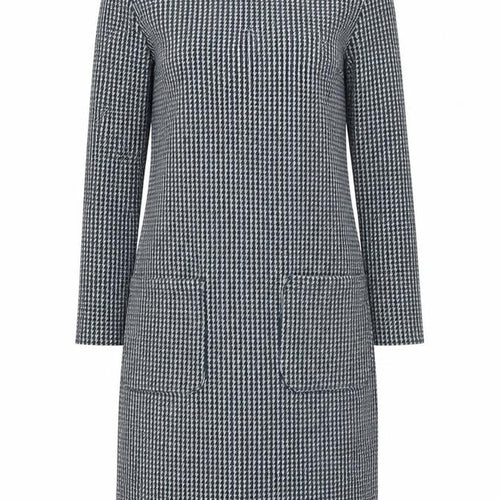 Boden Women Grey Houndstooth Shift Dress Size 12R 3/4 Sleeve Knit