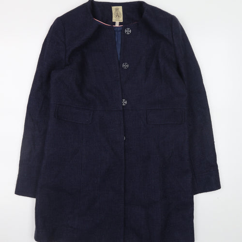 Cordings Womens Blue Wool Tweed Mid-Length Coat Size 12