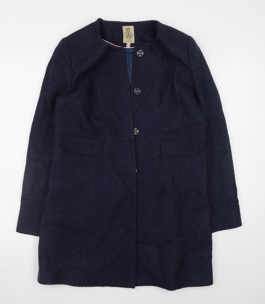 Cordings Womens Blue Wool Tweed Mid-Length Coat Size 12