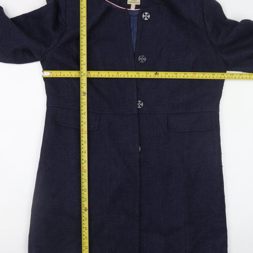 Cordings Womens Blue Wool Tweed Mid-Length Coat Size 12