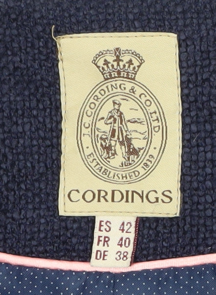 Cordings Womens Blue Wool Tweed Mid-Length Coat Size 12