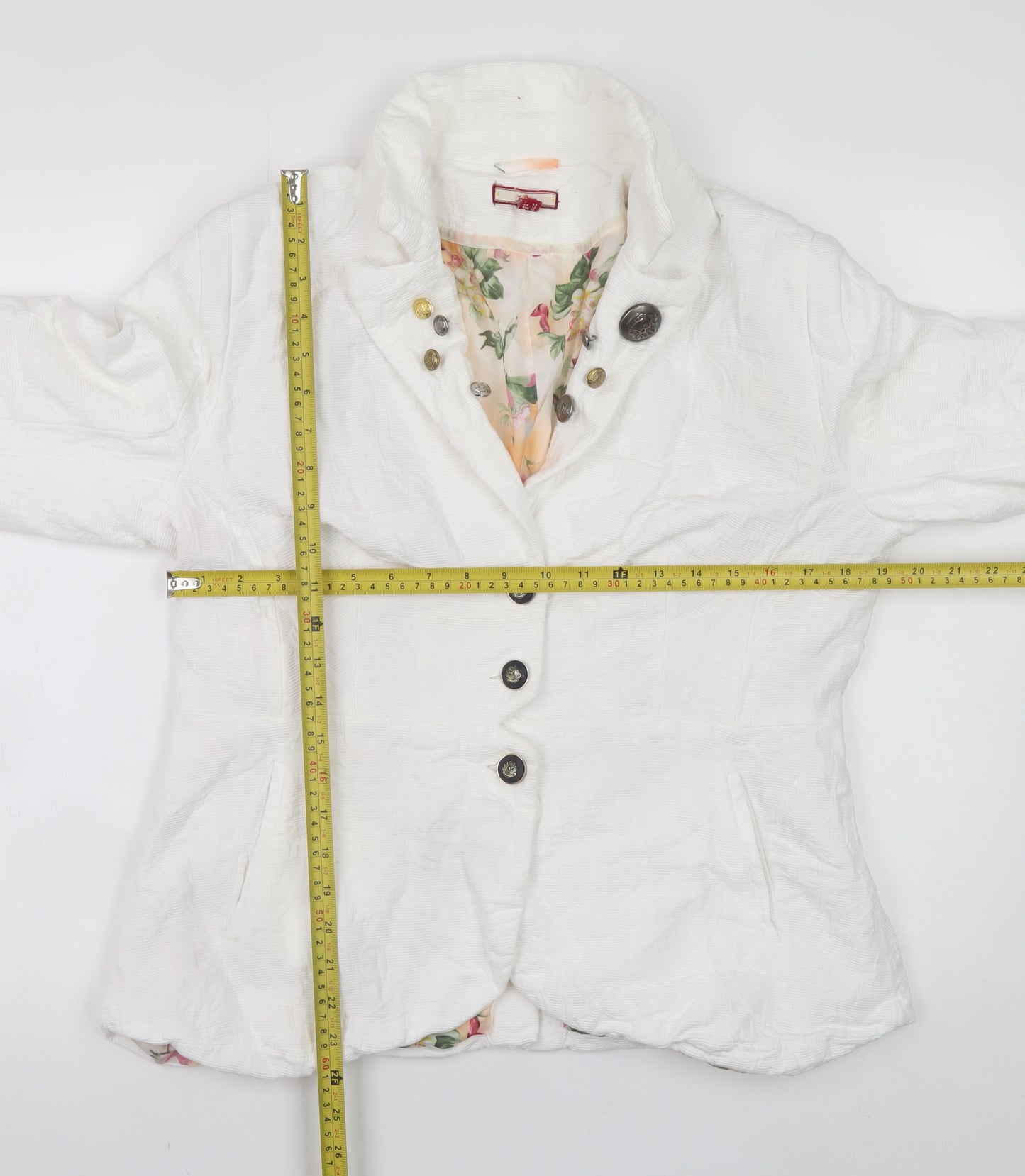 Joe Browns Womens White Cotton Blazer Jacket Size 16 Regular